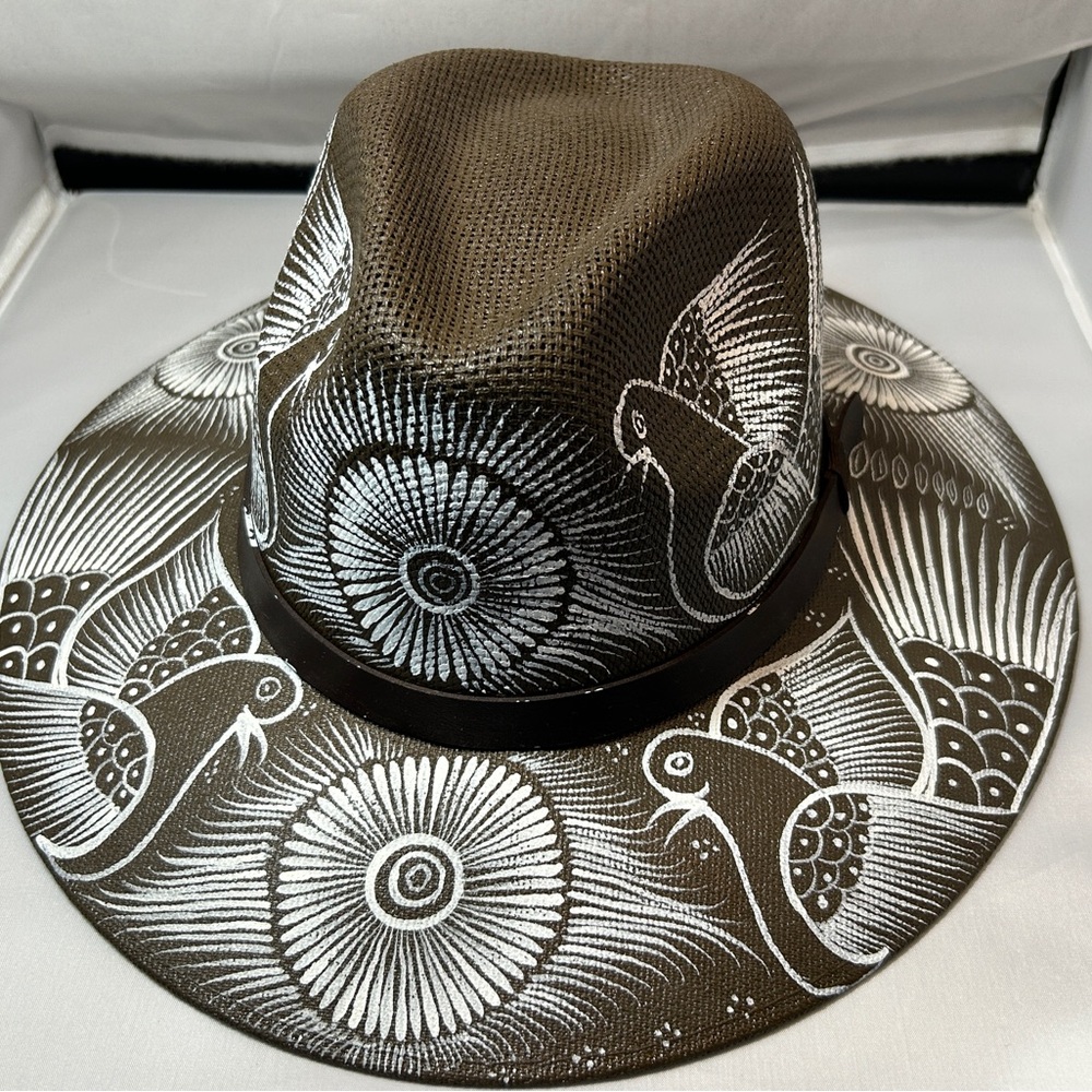Brown and White Patterned Hat